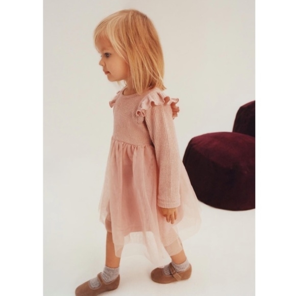 zara tulle knit dress | Dresses | Zara Girls Long Sleeve Blush Femme